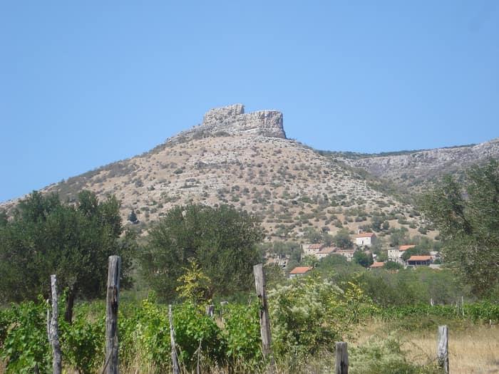 The village of Ostrovica and the fortress on its rock, seen from the south