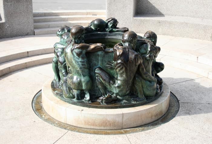 The Well of Life by Ivan Meštrović, a circle of bronze figures around a well in front of the Croatian National Theatre in Zagreb